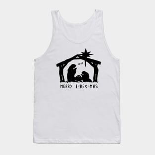 Christmas Cheer: Merry T-Rex-Mas (black text) Tank Top